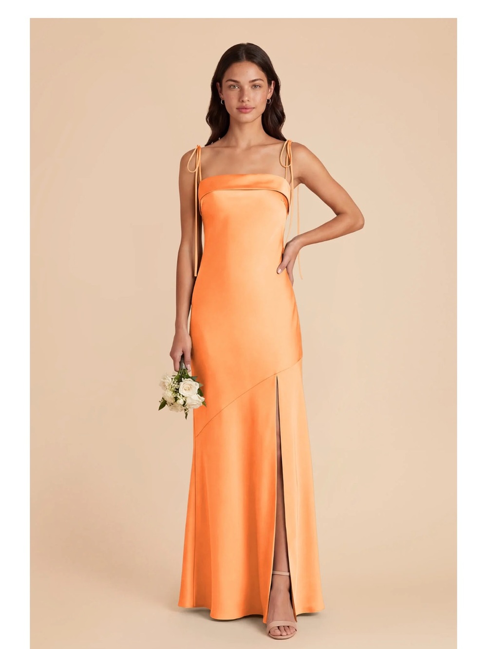 Birdy Grey Orange Satin Maxi Dress with Side Slit